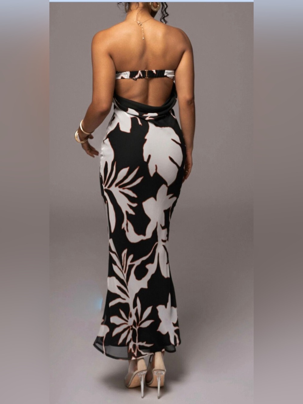 Ivory Floral Break Free Strapless Maxi Dress